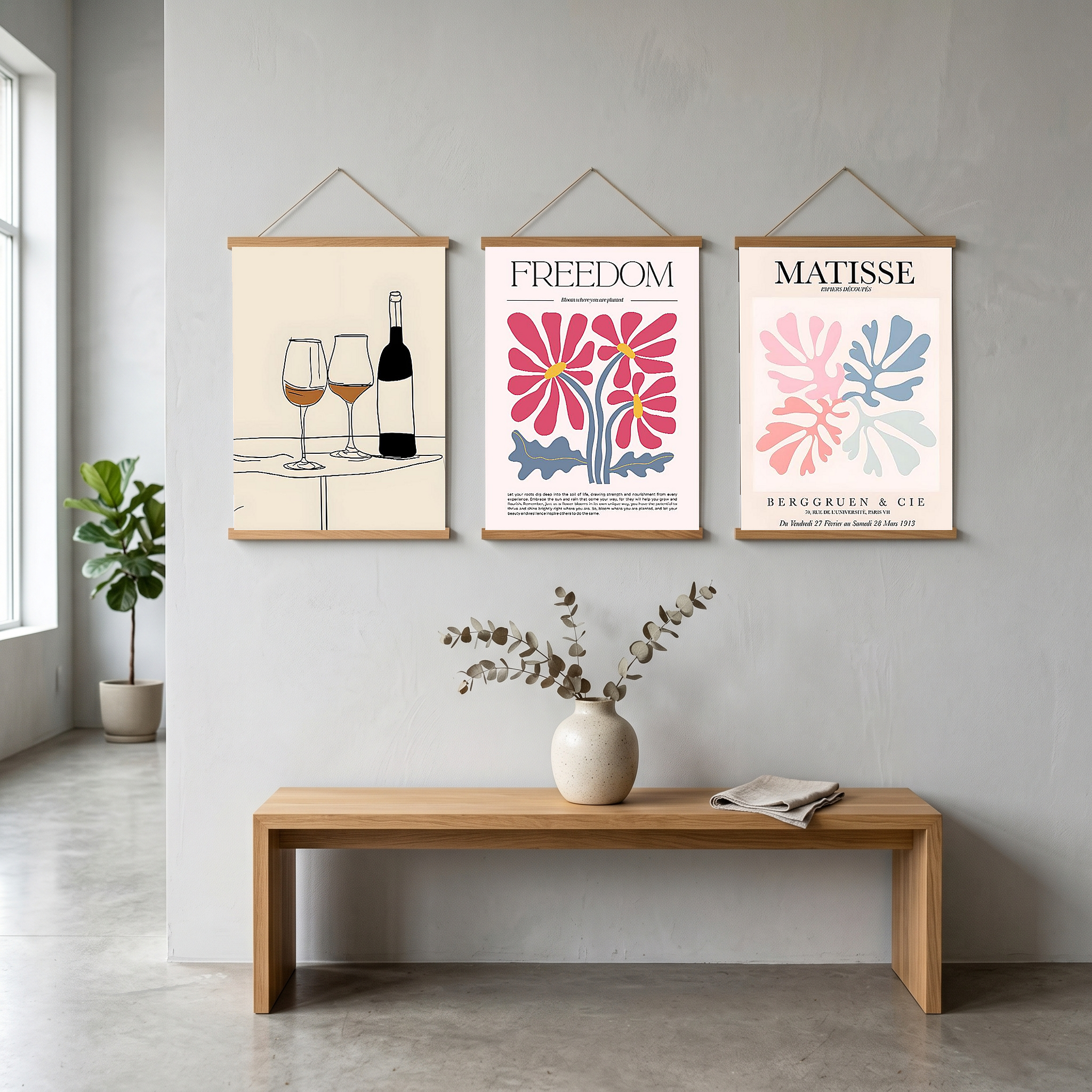 Minimalist Wine Line Art Print – Modern Kitchen & Bar Cart Poster