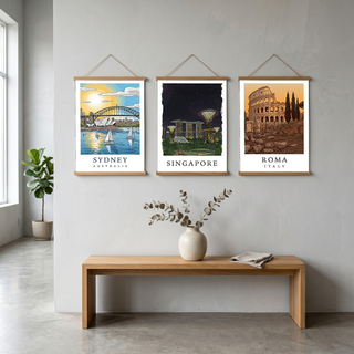 Sydney Australia Travel Poster — Opera House Harbour Bridge Sailboat Print