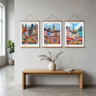 New York Flower Market Print — NYC Skyline Cityscape Botanical Art