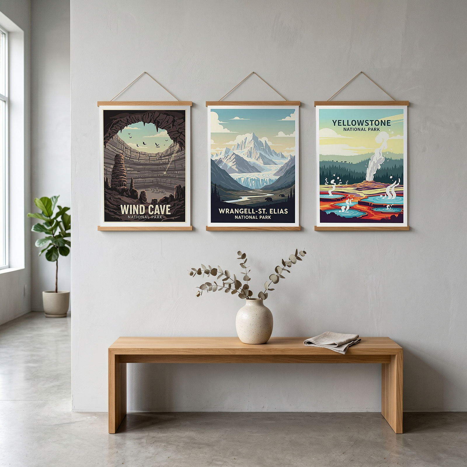 Wind Cave National Park Poster — Vintage South Dakota Cave Bat Print