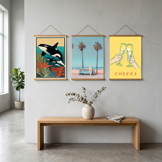 Orca Mother & Calf Ocean Reef Poster - Coastal Wildlife Wall Art