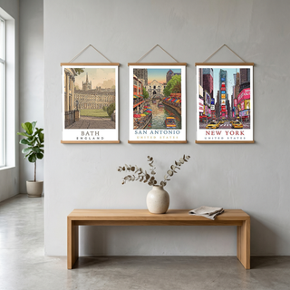 Bath England Travel Poster — Royal Crescent Abbey Georgian Print