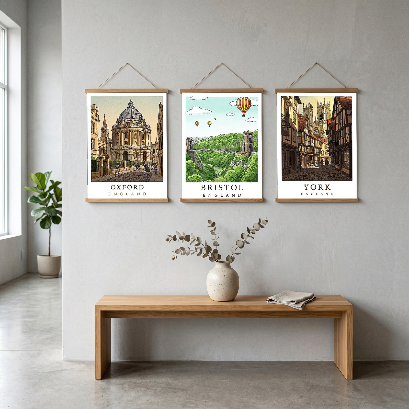 Oxford England Travel Poster — Radcliffe Camera University City Print