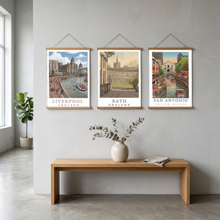 Liverpool England Travel Poster — Pier Head Liver Building Waterfront Print