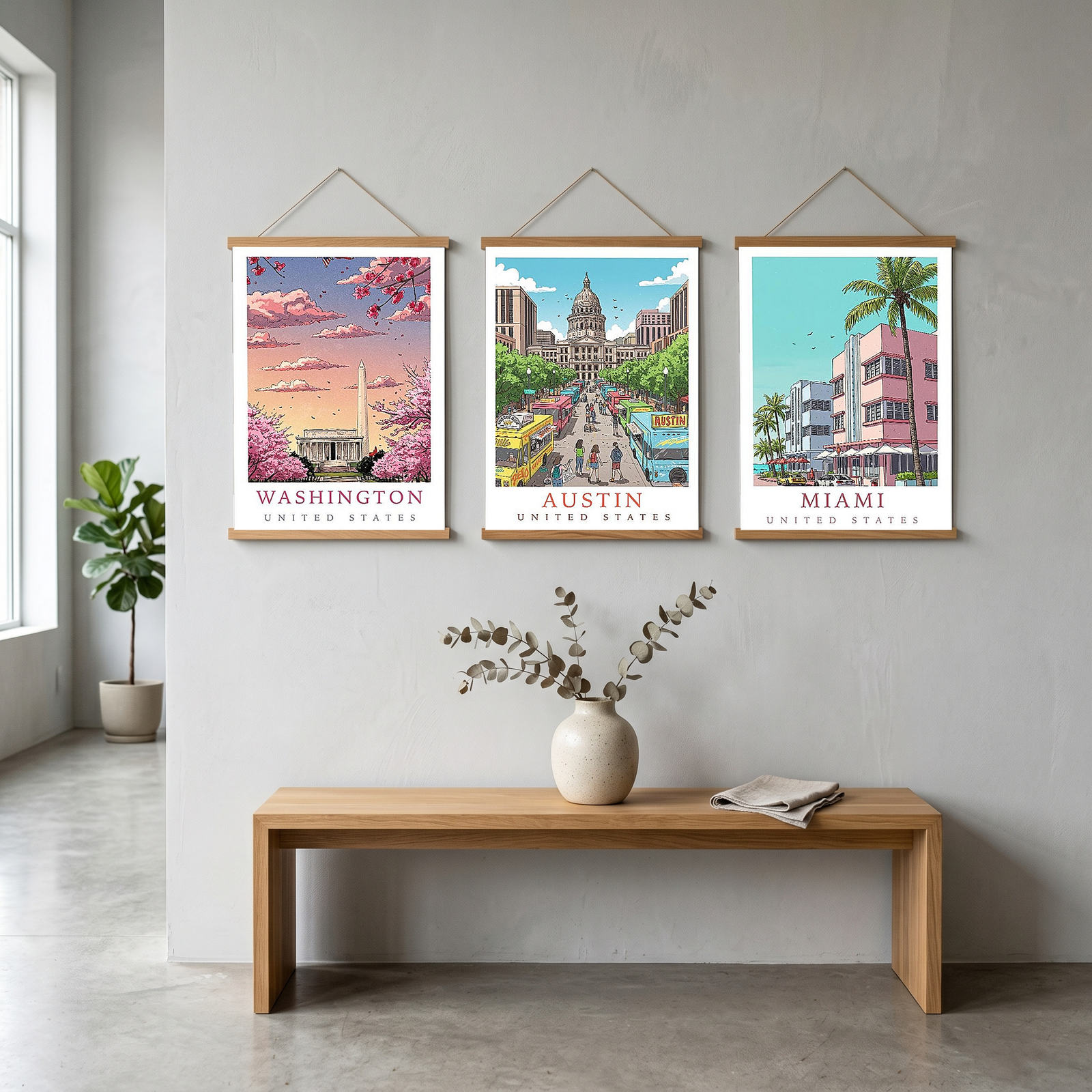 Washington DC — Cherry Blossom Monument Wall Art Print