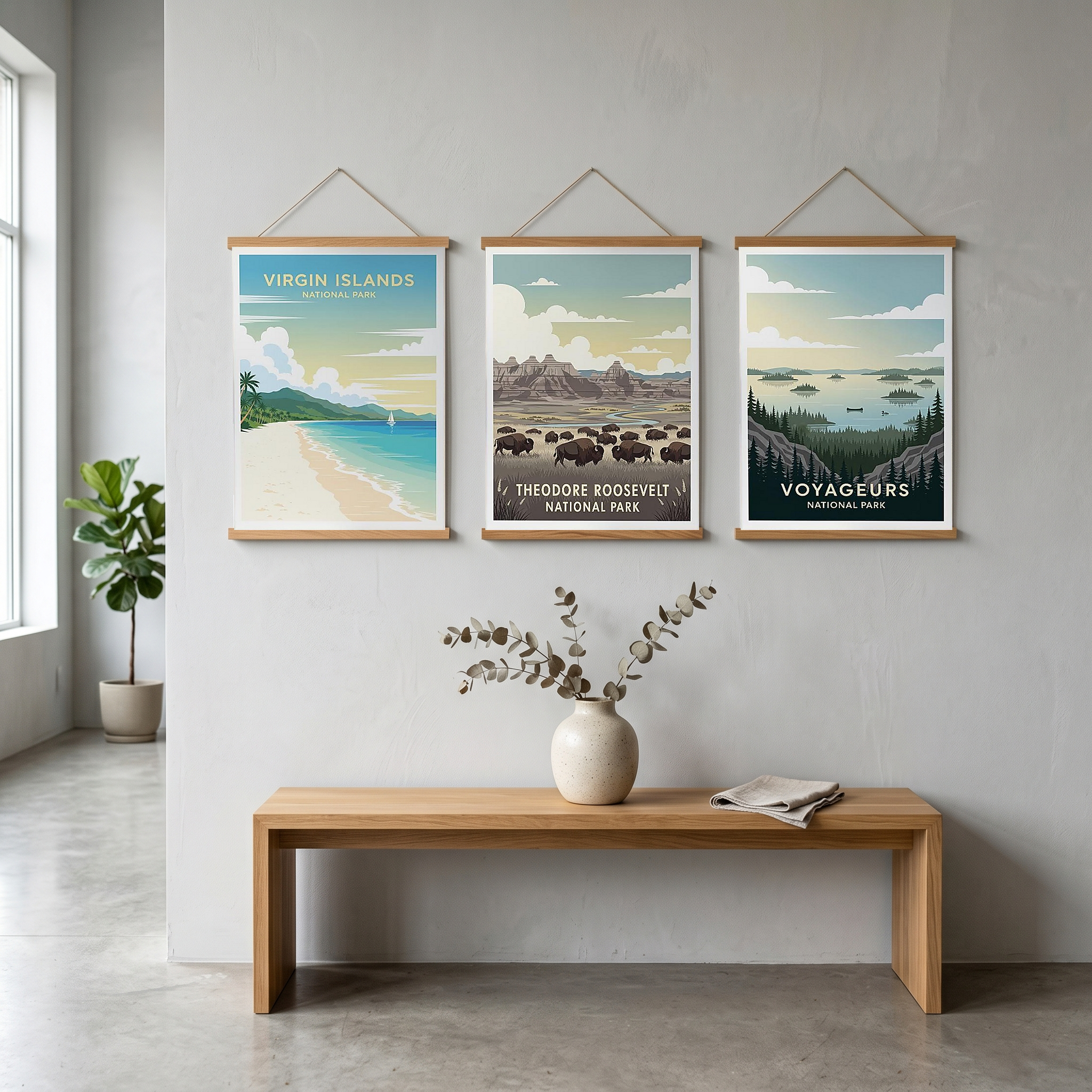 Virgin Islands National Park Poster — Vintage St. John Caribbean Beach Sailboat Print