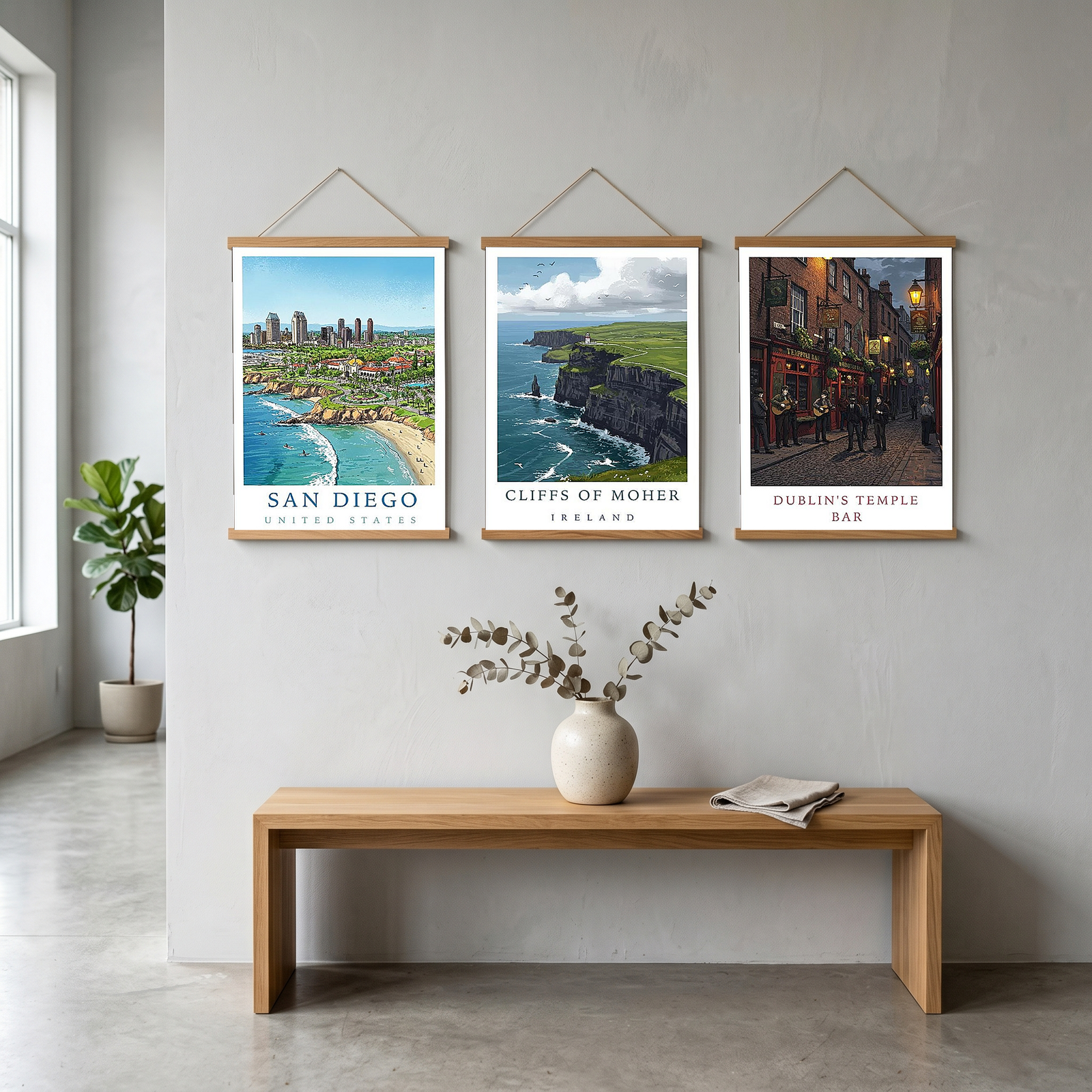 San Diego Travel Poster — Coastal Skyline Cabrillo Beach Print