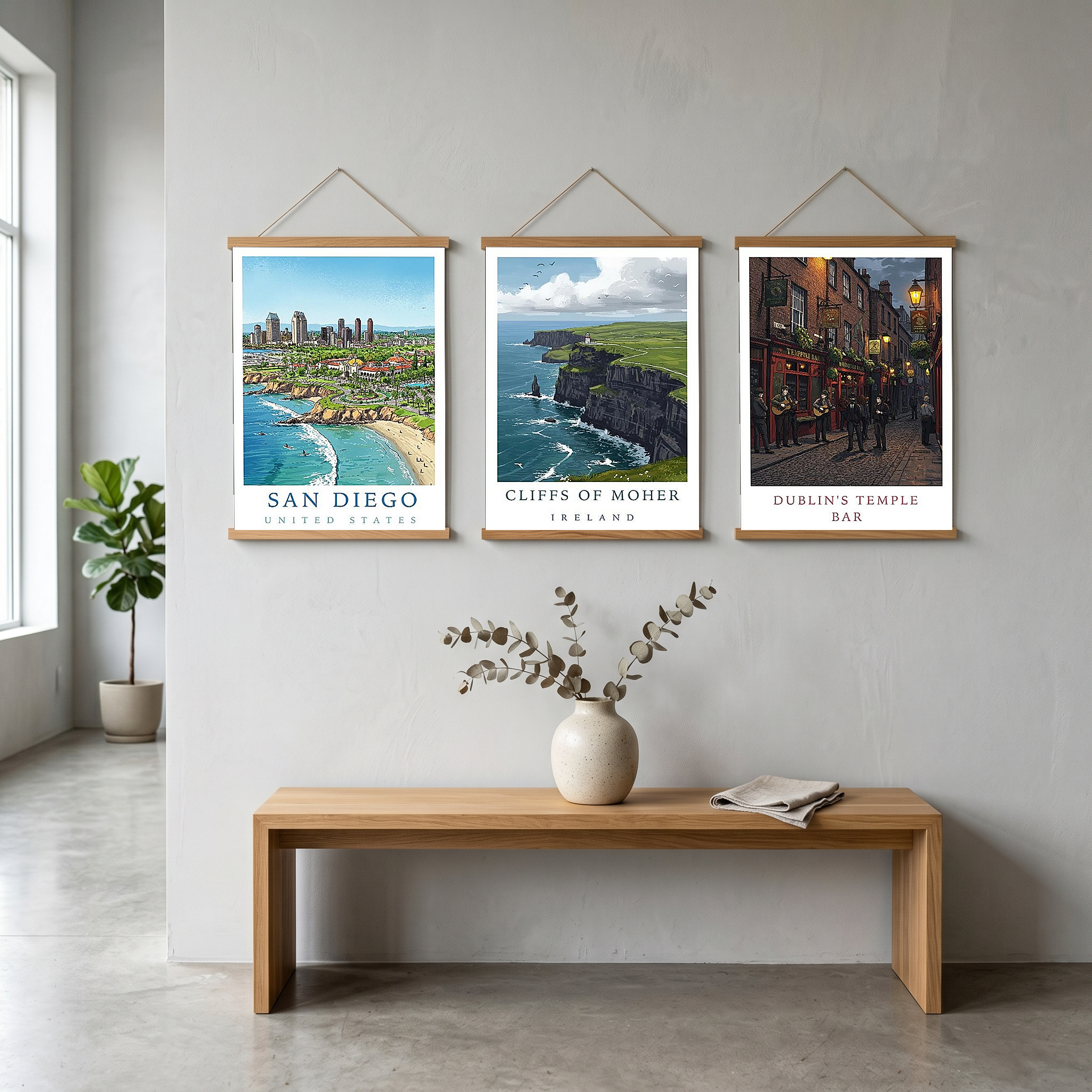 San Diego Travel Poster — Coastal Skyline Cabrillo Beach Print