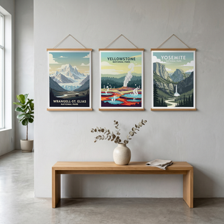 Wrangell-St. Elias National Park Poster — Vintage Alaska Glacier Mountain Bear Print
