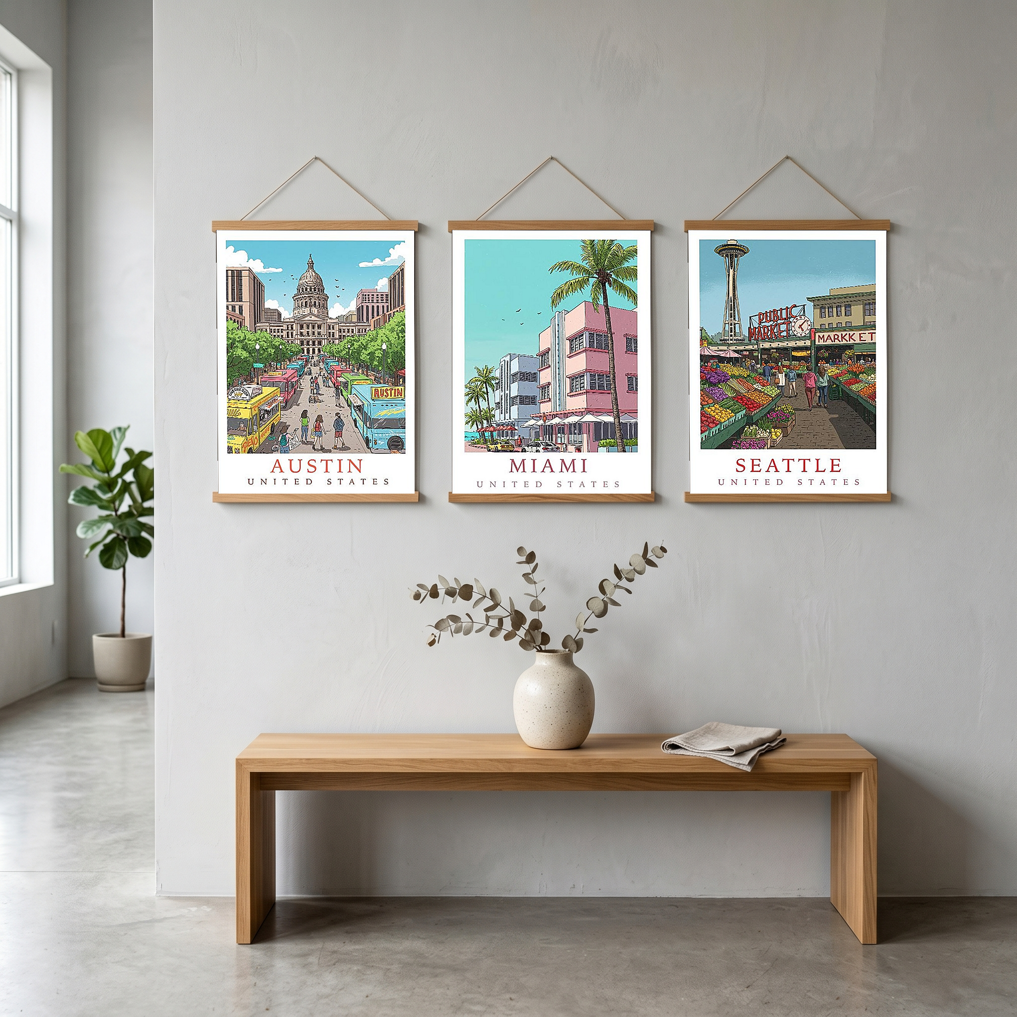 Austin Texas Travel Poster — State Capitol Food Truck Congress Print
