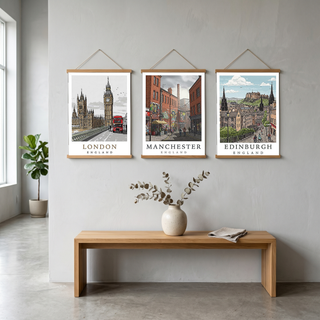 London Travel Poster — Big Ben Houses of Parliament Red Bus Print