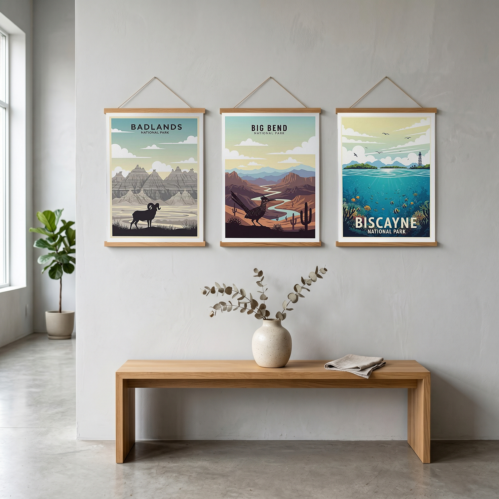 Badlands National Park Poster — Vintage Bighorn Sheep South Dakota Print