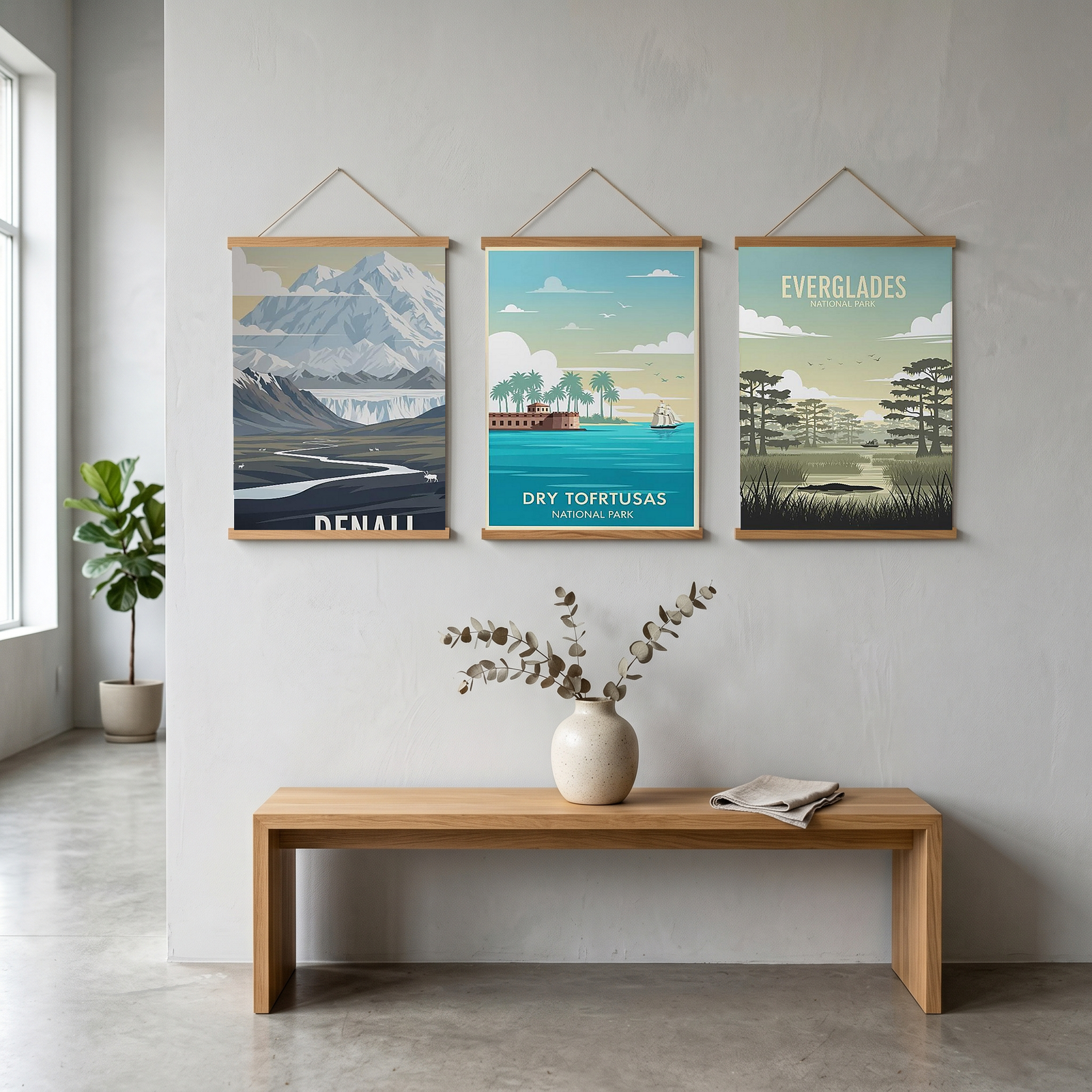 Denali National Park Poster — Vintage Alaska Caribou Mount McKinley Print