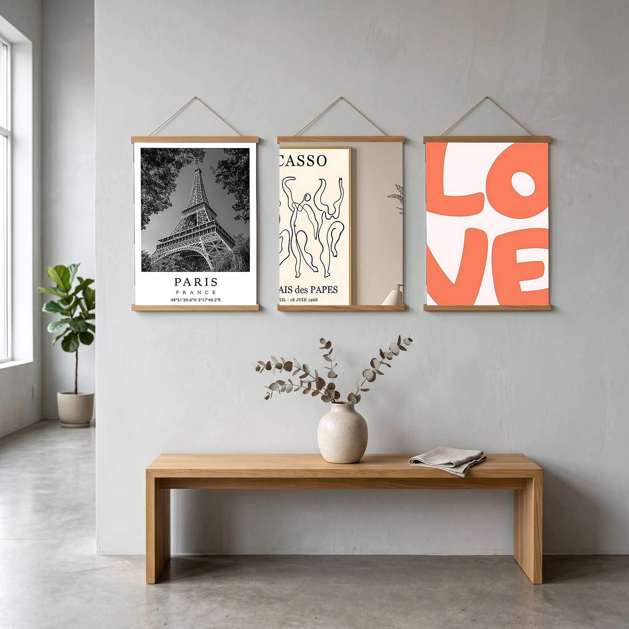 Paris Eiffel Tower Poster — Black and White France Coordinates Print