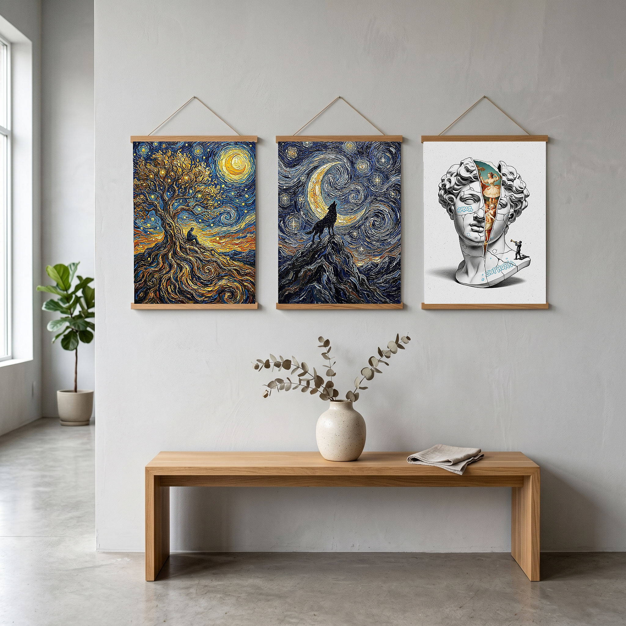 Man in Tree of Life Print — Van Gogh-Style Spiritual Reflection Wall Art