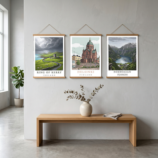 Ring of Kerry Ireland Travel Poster — Coastal Castle Sheep Stone Wall Print