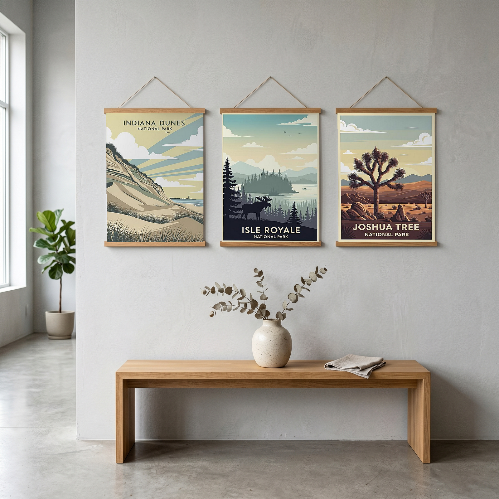 Indiana Dunes National Park Poster — Vintage Lake Michigan Lighthouse Print