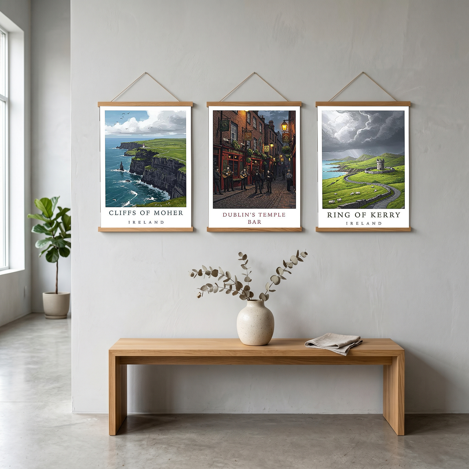 Cliffs of Moher Ireland Travel Poster — Coastal Lighthouse Atlantic Print