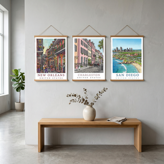 New Orleans Travel Poster — French Quarter Jazz Buskers Street Print