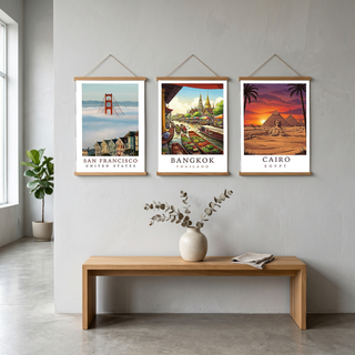 San Francisco Travel Poster — Golden Gate Bridge Painted Ladies Print
