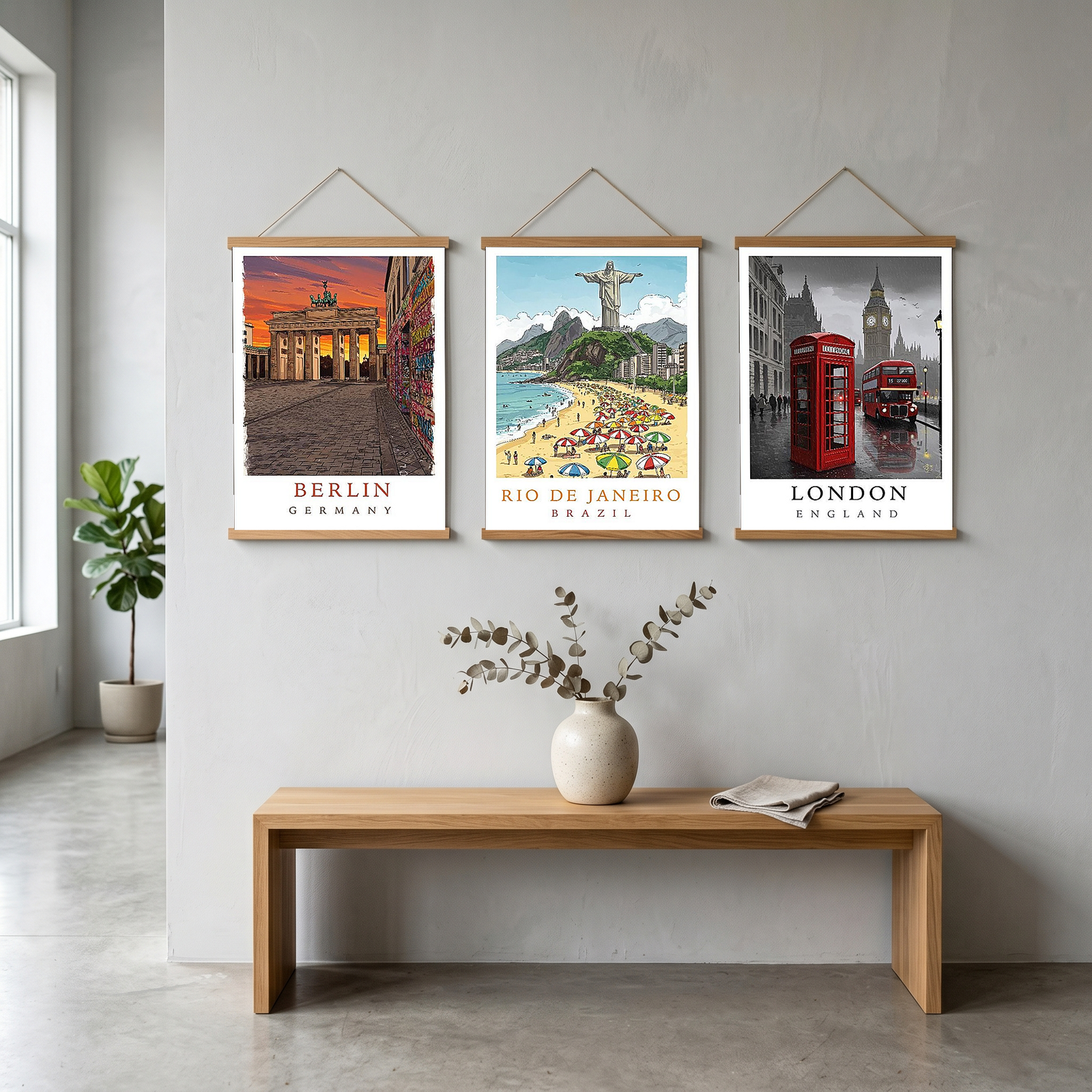 Berlin Germany Travel Poster — Brandenburg Gate Sunset Graffiti Print