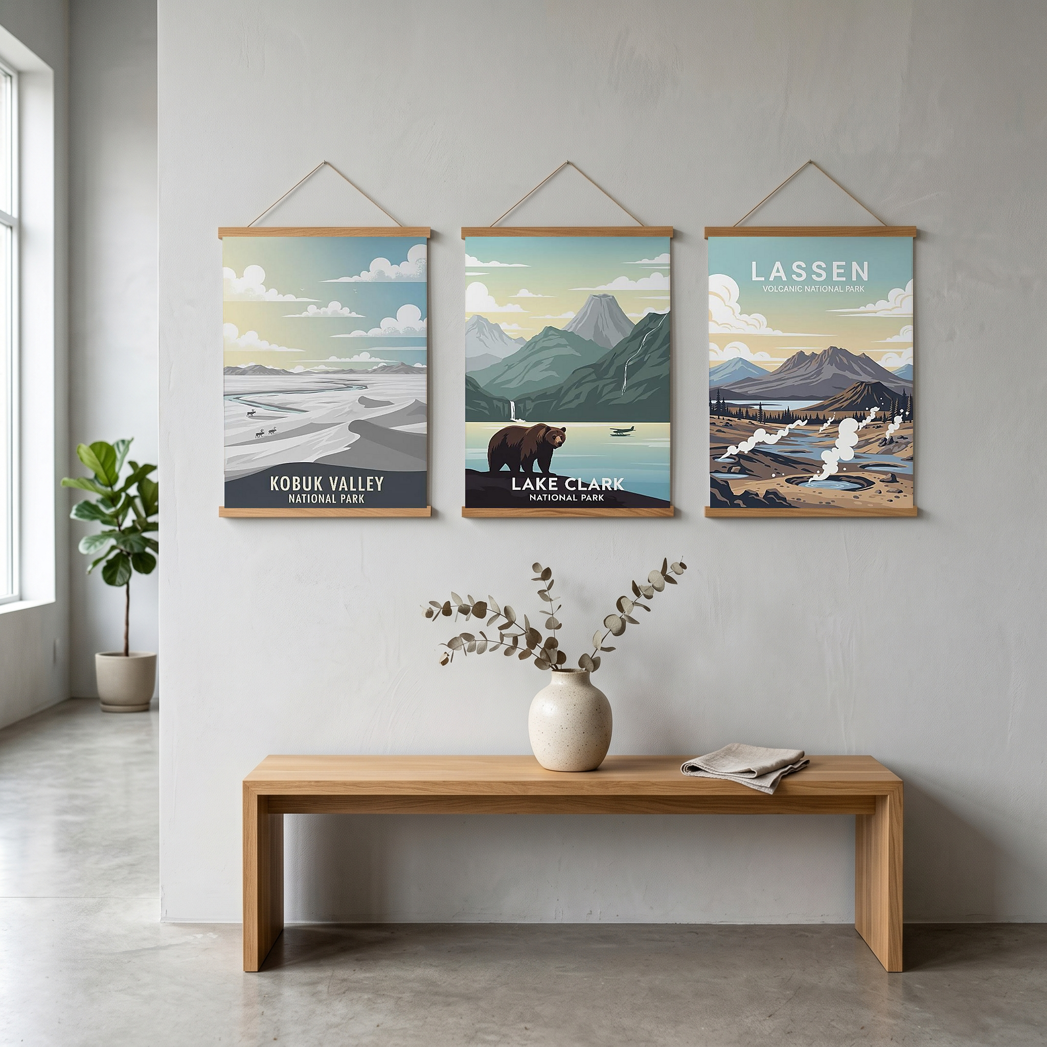 Kobuk Valley National Park Poster — Vintage Alaska Arctic Sand Dunes Caribou