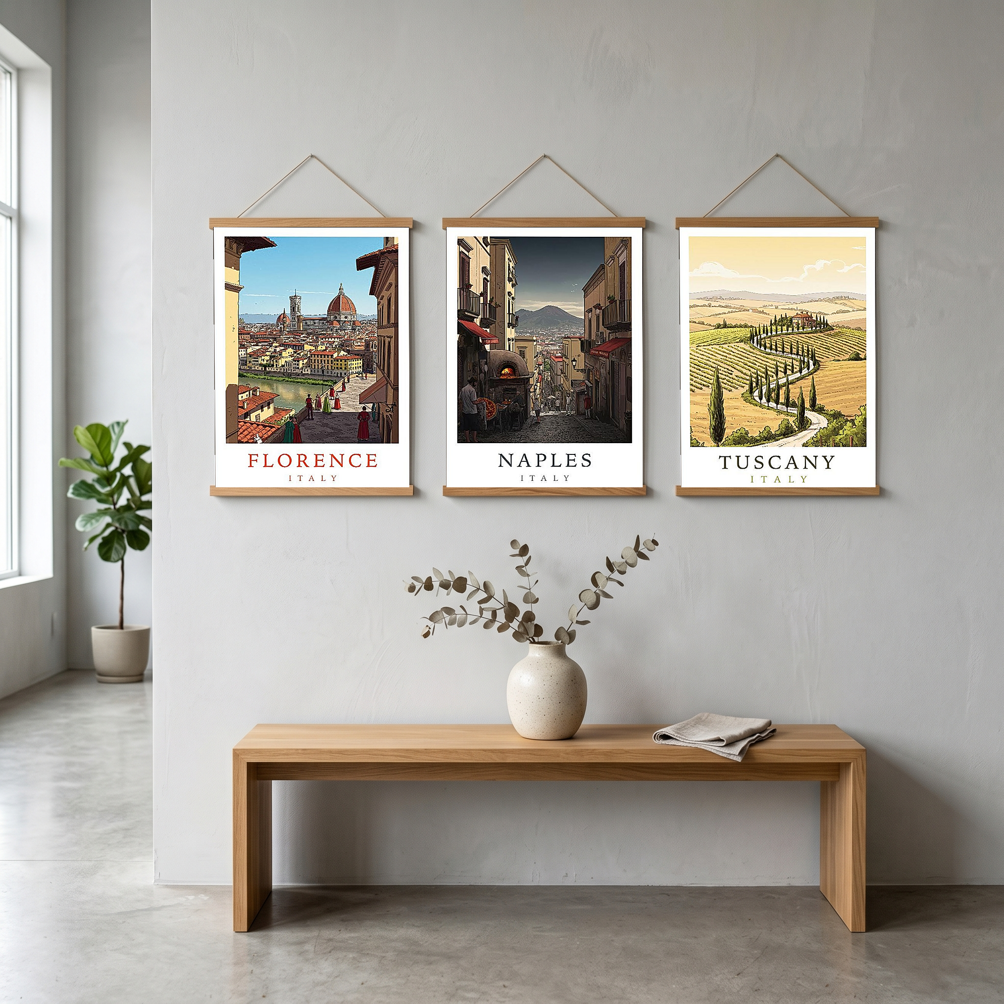 Florence Italy Travel Poster — Duomo Cathedral Renaissance Street Print