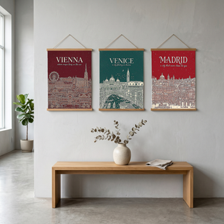 Vienna Line Art Print — Cherry Red St. Stephen's Cathedral Skyline Wall Art