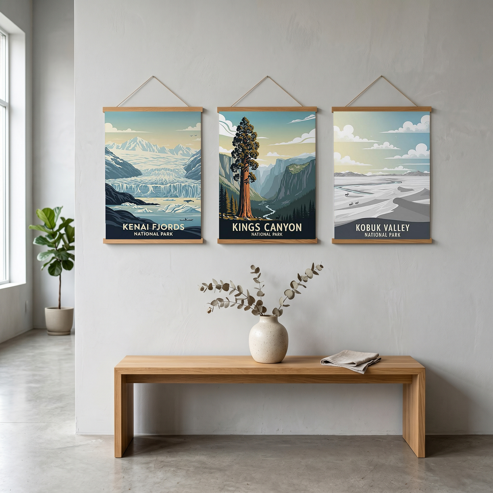 Kenai Fjords National Park Poster — Vintage Alaska Glacier Whale Kayak Print