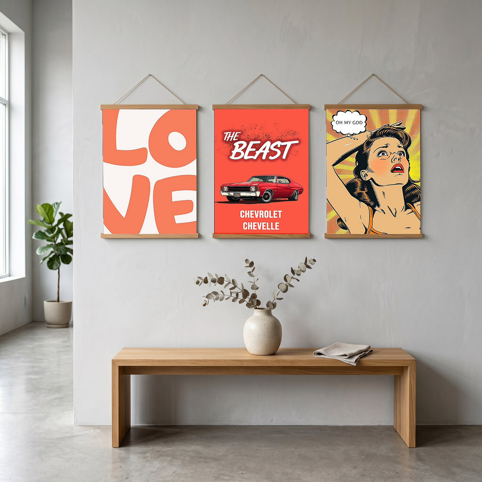 LOVE Poster — Bold Minimalist Typography Orange Wall Art Print