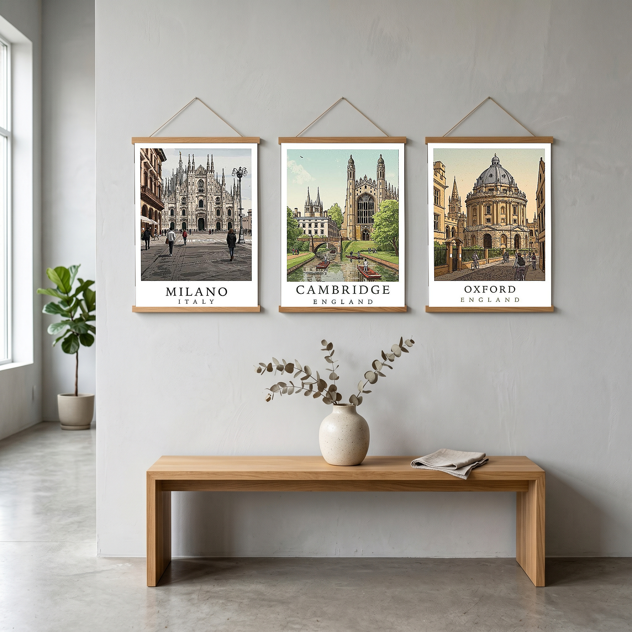Milano Italy Travel Poster — Duomo Piazza Daytime Cityscape Print