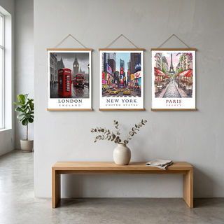 London Travel Poster — Big Ben Red Bus Telephone Box Iconic Print