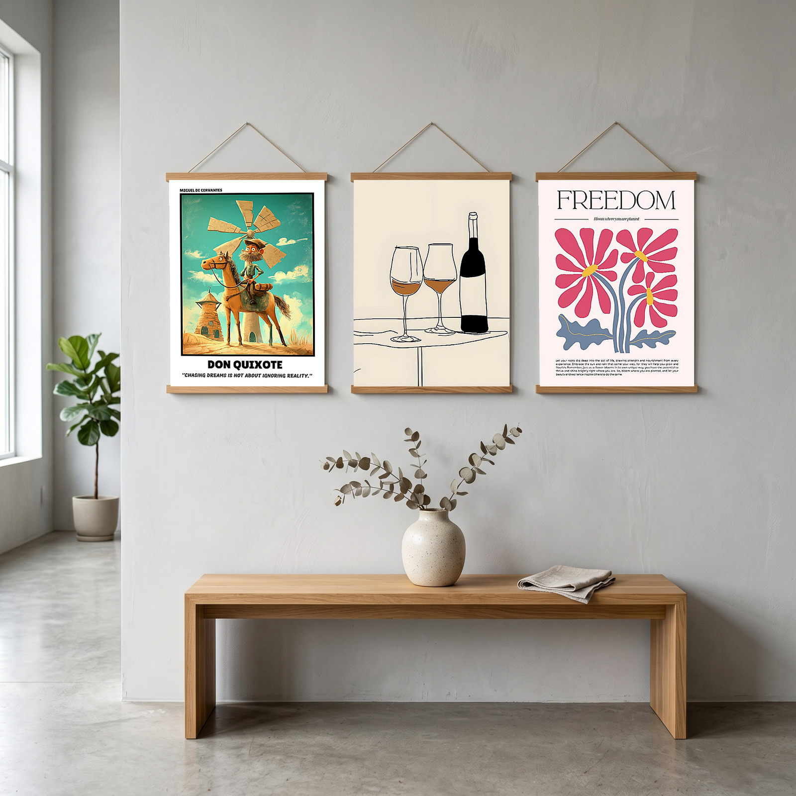 Don Quixote Poster - Chasing Dreams Literary Quote Wall Art Print
