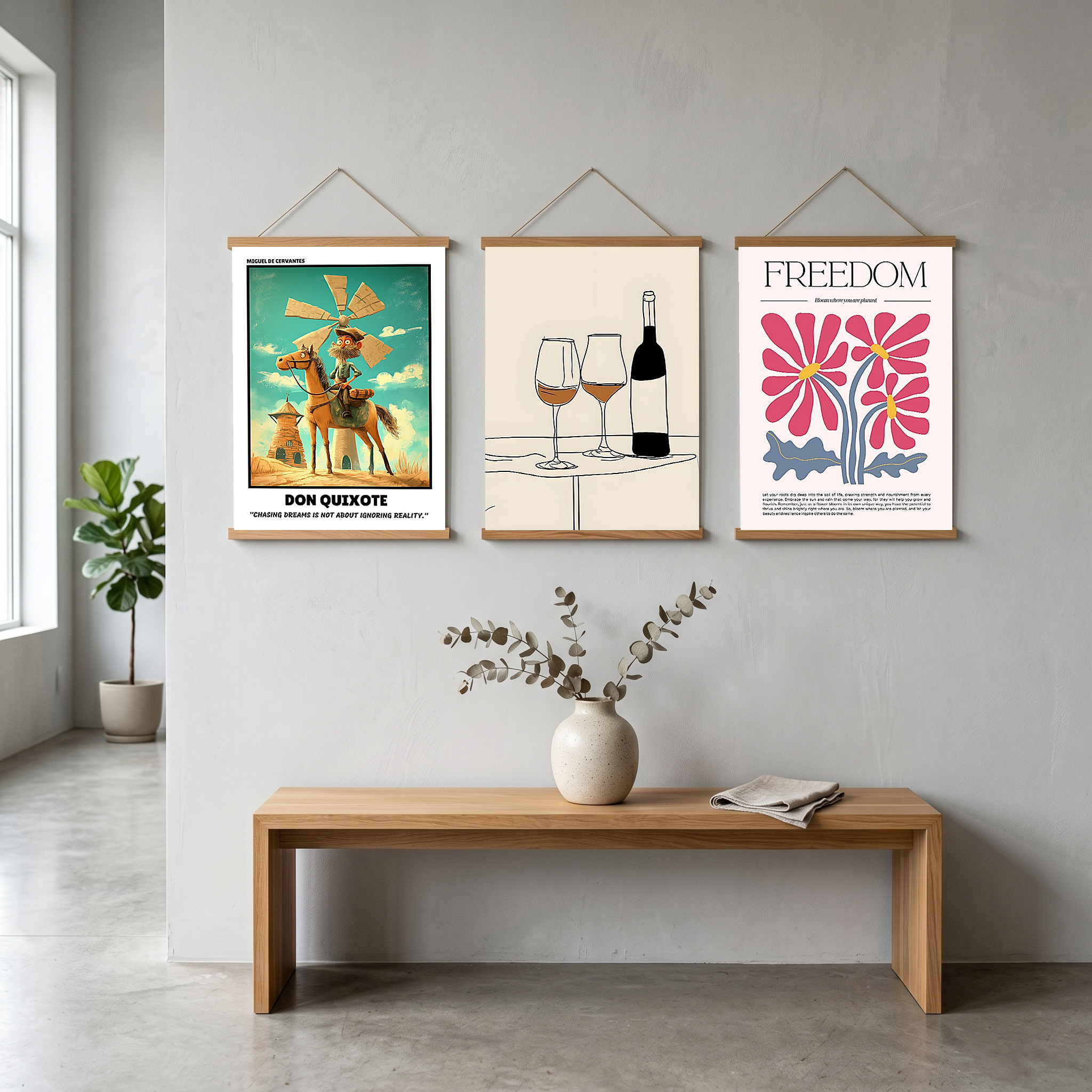 Don Quixote Poster - Chasing Dreams Literary Quote Wall Art Print