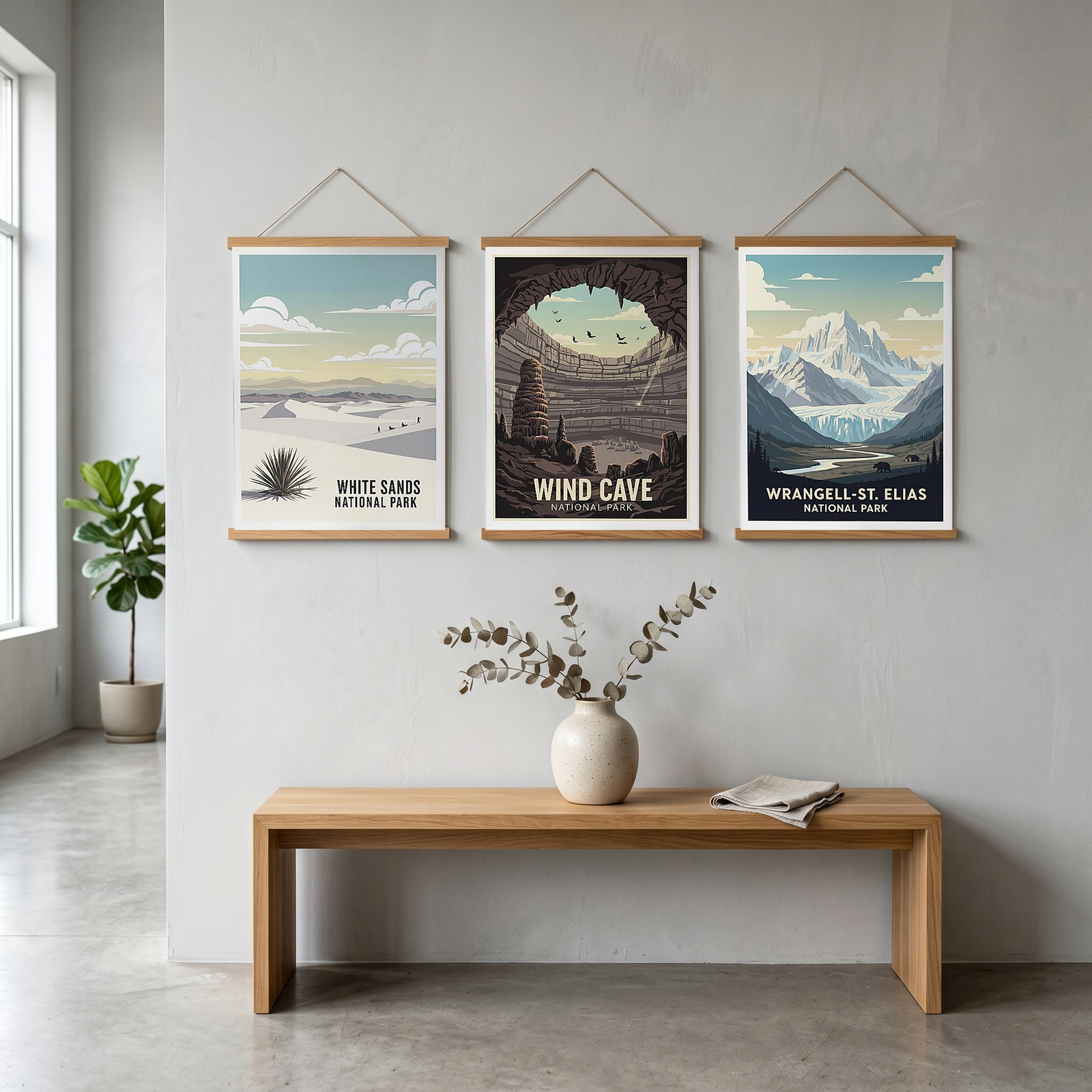 White Sands National Park Poster — Vintage New Mexico Gypsum Dunes Sledding Print