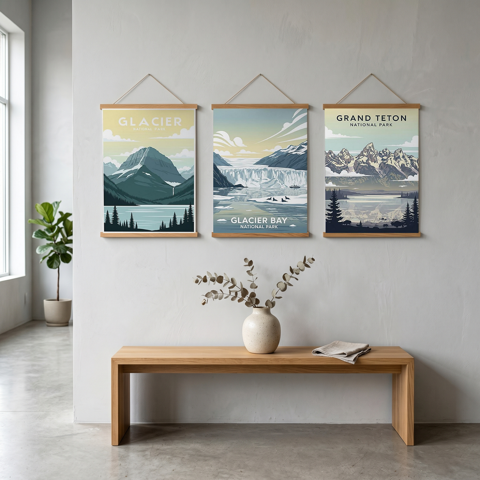 Glacier National Park Poster — Vintage Montana Rocky Mountain Lake Print