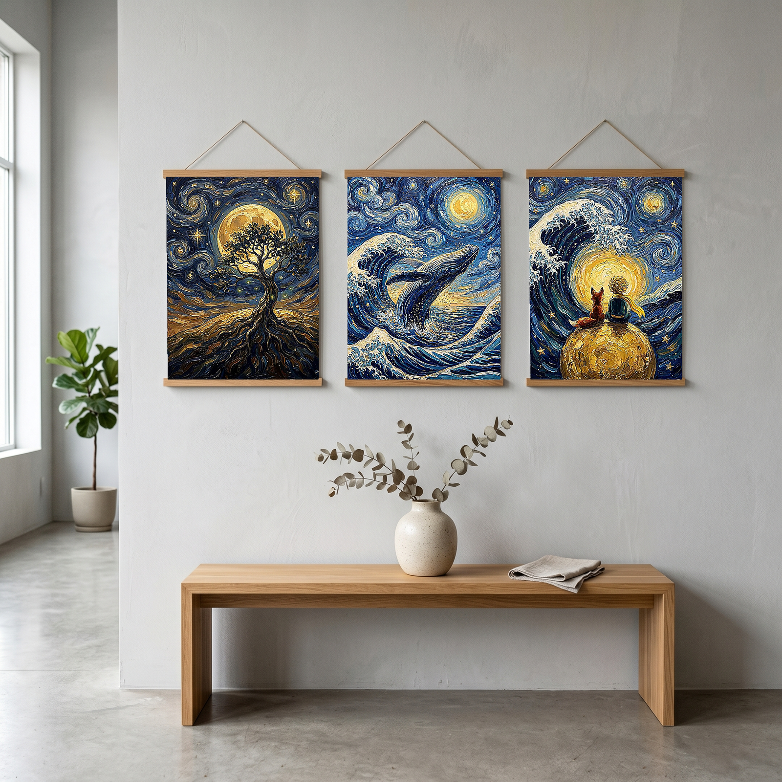 Tree of Life Full Moon Print — Van Gogh-Style Mystical Spiritual Wall Art
