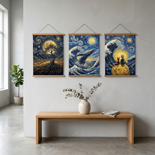 Tree of Life Full Moon Print — Van Gogh-Style Mystical Spiritual Wall Art