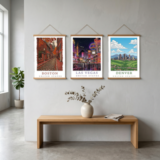 Boston USA Travel Poster — Acorn Street Beacon Hill Fall Foliage Print
