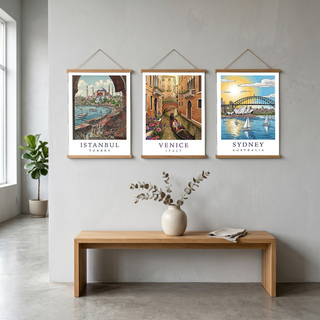 Istanbul Turkey Travel Poster — Hagia Sophia Bosphorus Bazaar Print