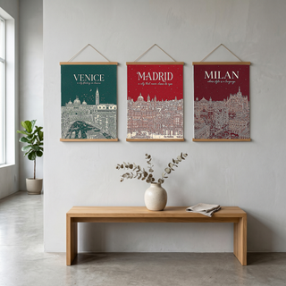 Venice Line Art Print — Forest Green St. Mark's Basilica Rialto Bridge Wall Art