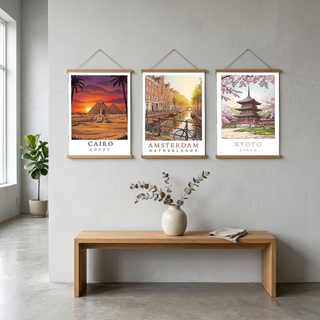 Cairo Egypt Travel Poster — Pyramids Sphinx Sunset Wall Art Print