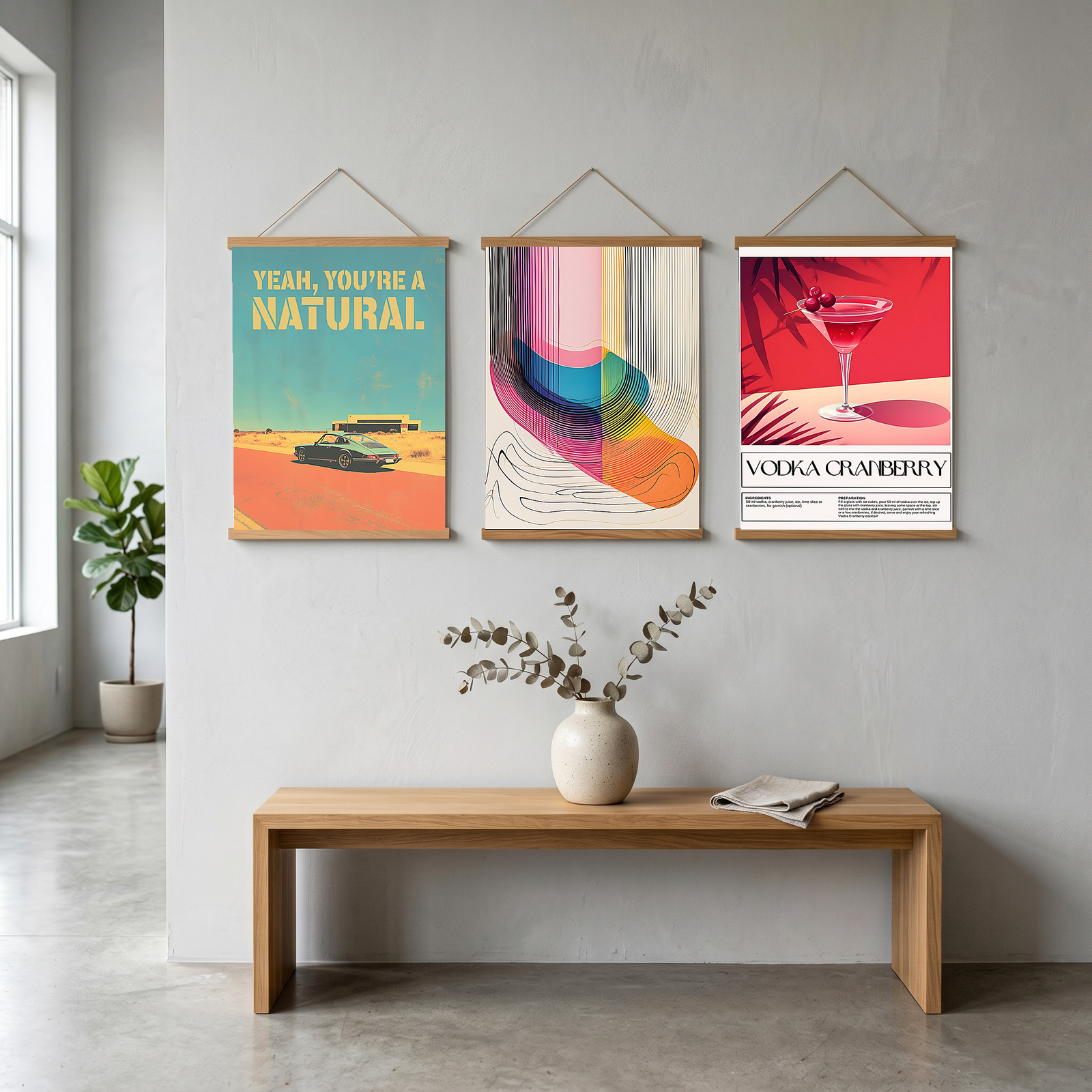 Vintage Porsche Desert Road Poster — You're a Natural Motivational Print