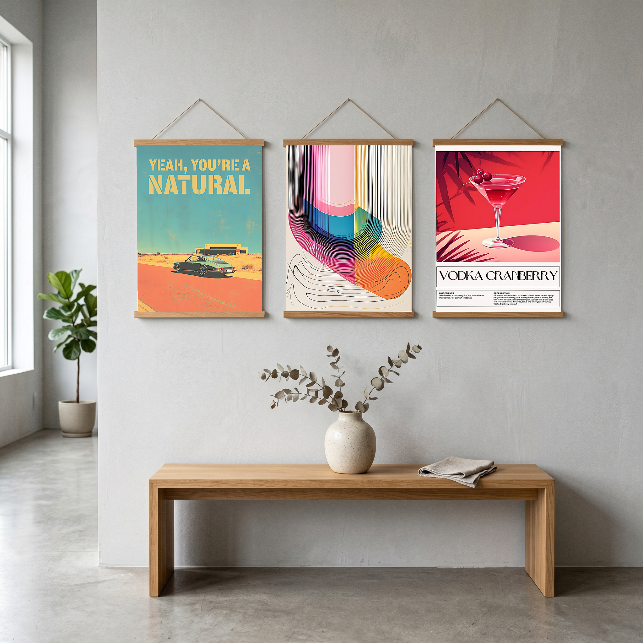 Vintage Porsche Desert Road Poster — You're a Natural Motivational Print