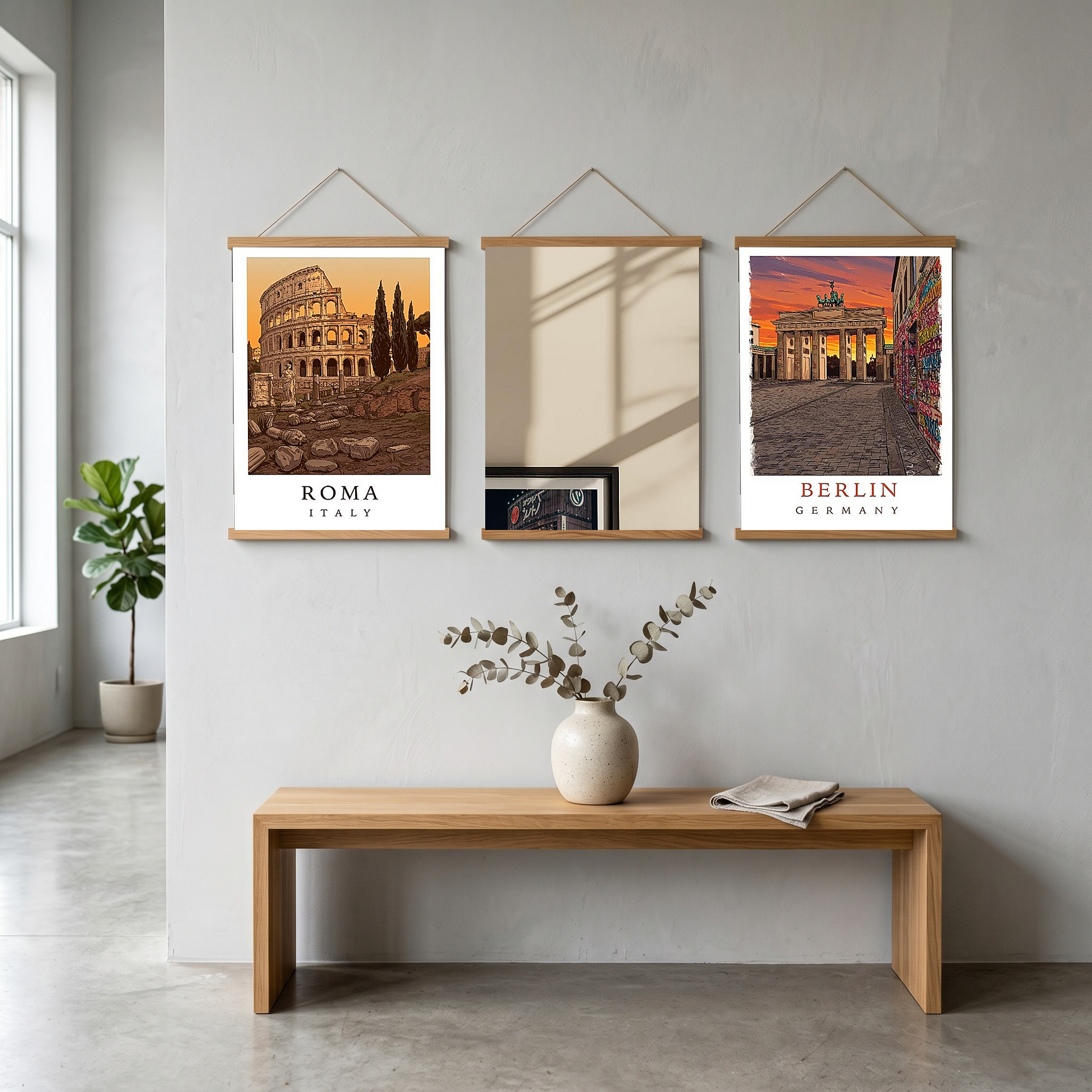 Rome Italy Travel Poster — Colosseum Ancient Ruins Cypress Print