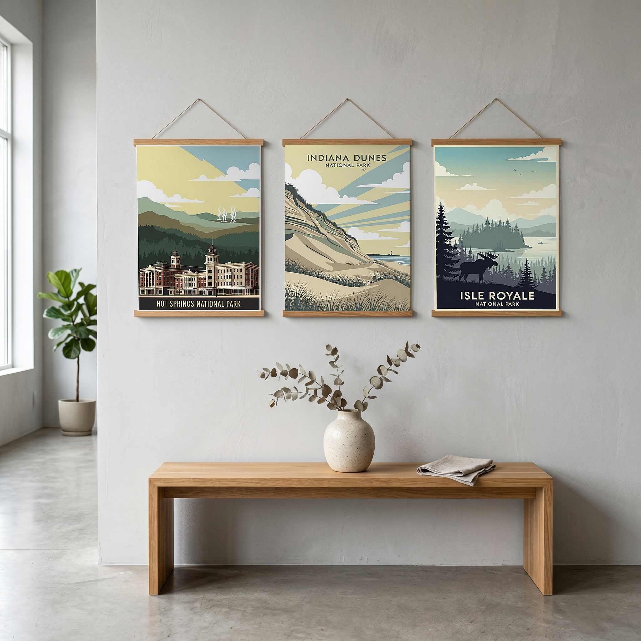Hot Springs National Park Poster — Vintage Arkansas Bathhouse Row Print