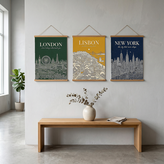 London Line Art Print — Forest Green Big Ben London Eye Skyline Wall Art