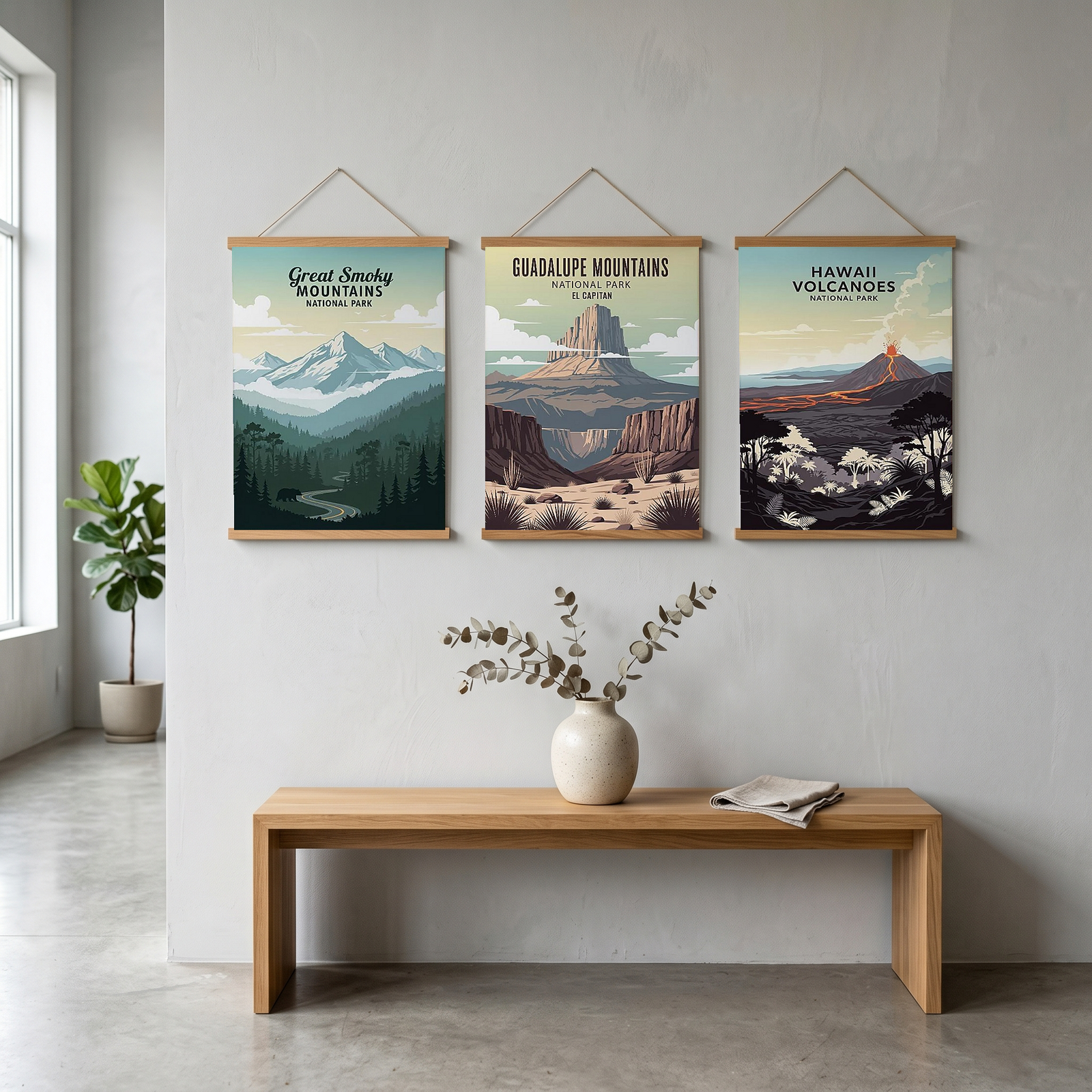 Great Smoky Mountains National Park Poster — Vintage Black Bear Foggy Ridges Print