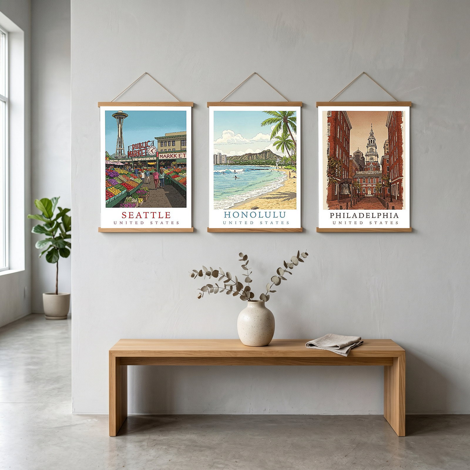 Seattle USA — Pike Place Market Space Needle Wall Art Print
