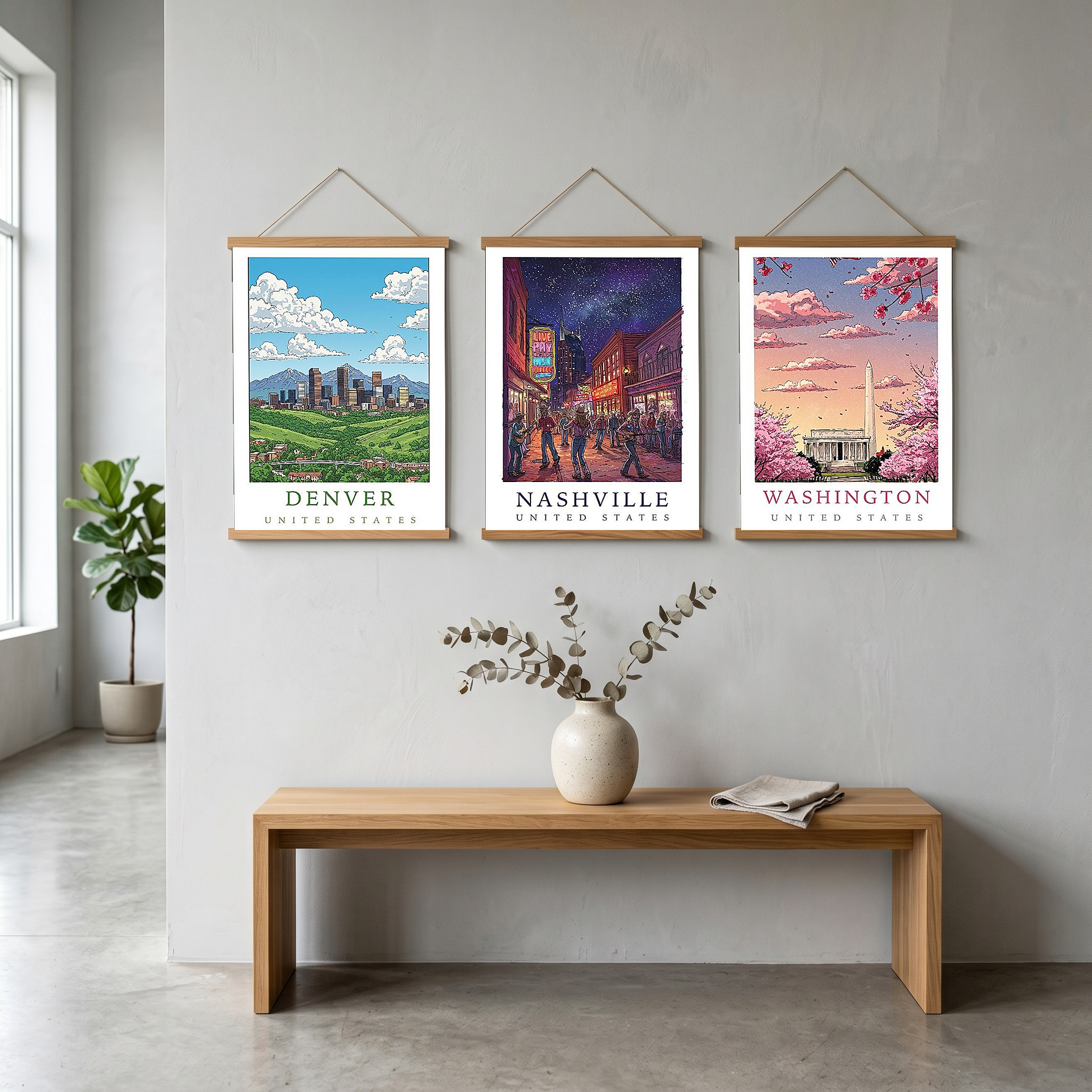 Denver Colorado Travel Poster — Rocky Mountains Mile-High Skyline Print